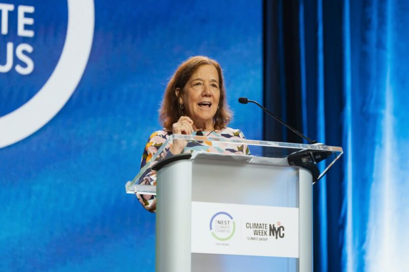 Woman speaker at climate conference