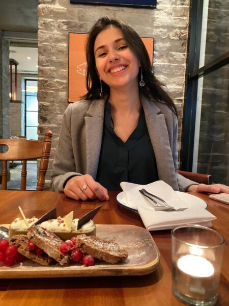 Maryam Khan at dining table