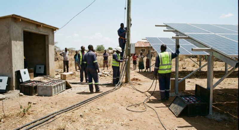 Solar installation in African village
