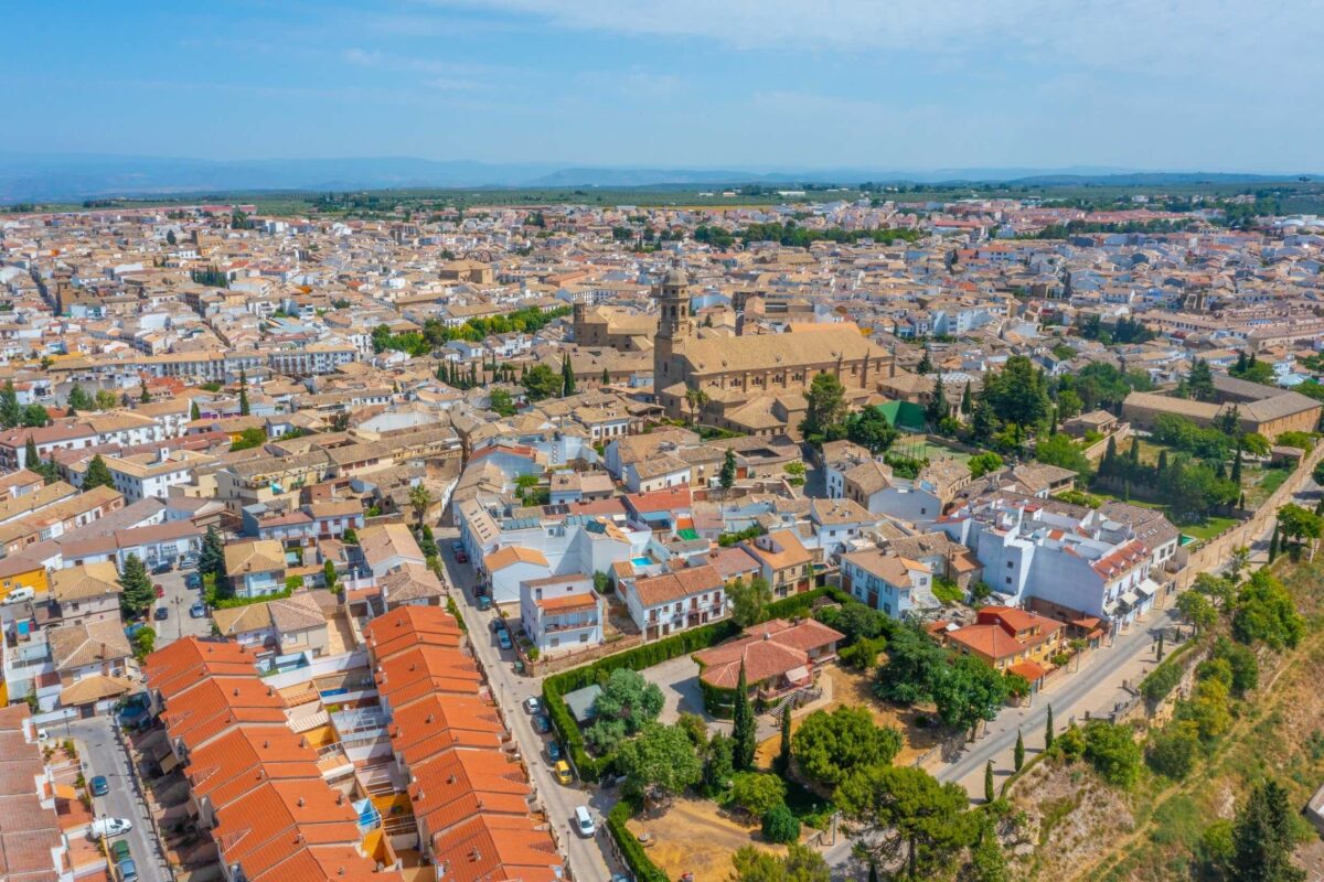 Aerial view of Spanish town Baeza