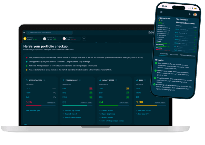portfolio overview on desktop and mobile