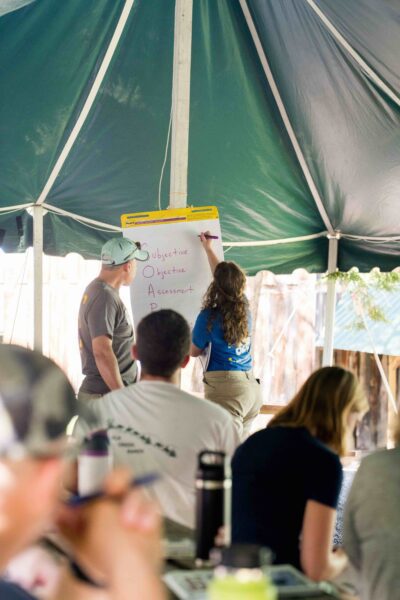 Working session under tent