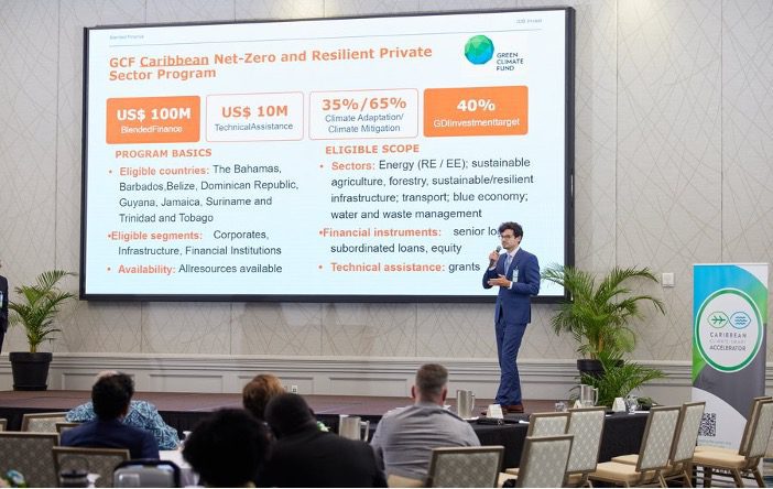 Nikolai Orgland of IDB Invest presents the GCF Caribbean Net-Zero and Resilient Private Sector Program