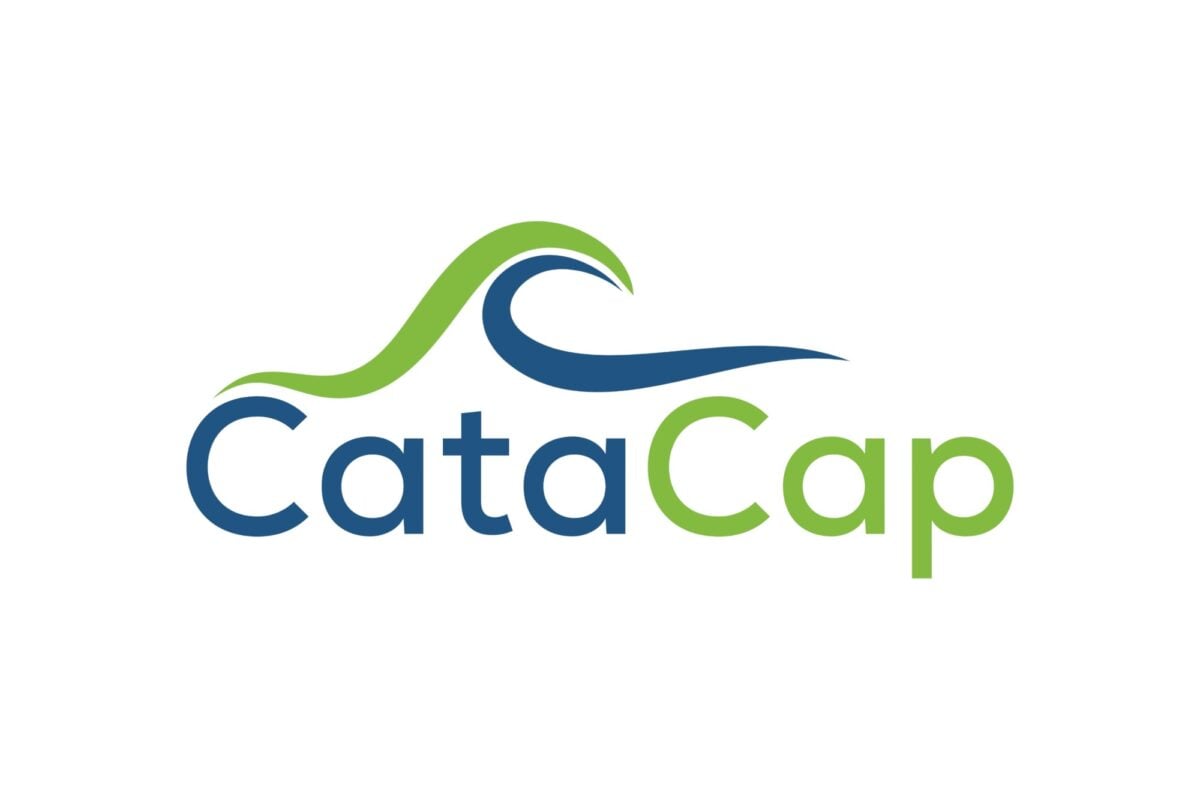 The CataCap logo, a green and blue wave above the word CataCap, on a white background.