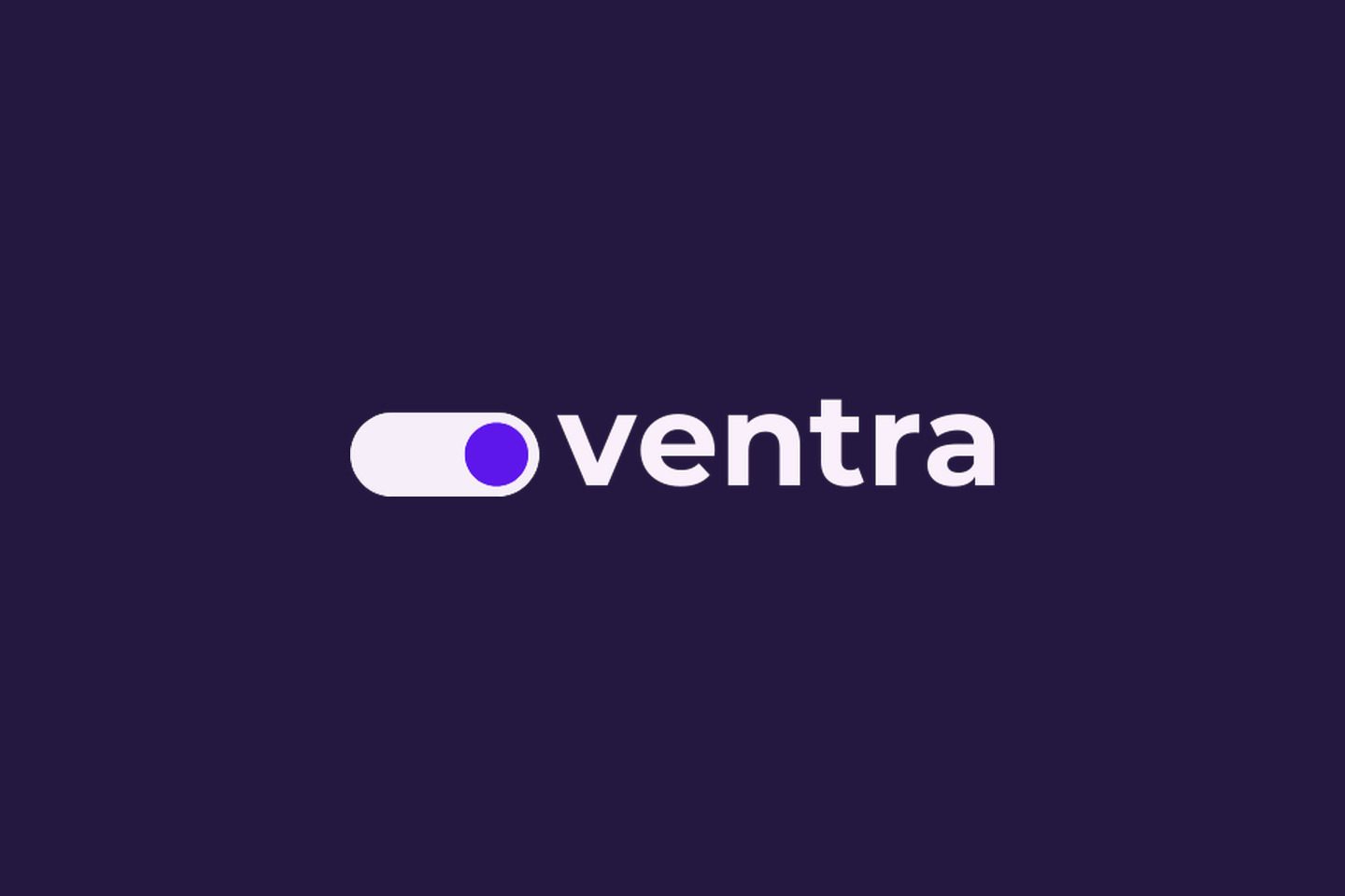 The Ventra logo on a dark purple background.